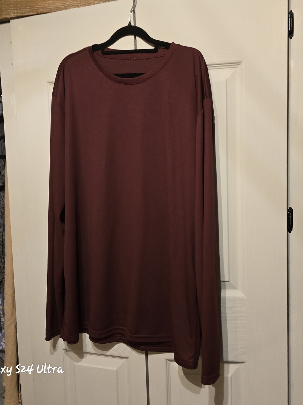 Men's Long Sleeve Crewneck Shirt - Burgundy Quick Dri